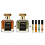 Korbaj Toxic Desire and Emir Extrait de Parfum 100ml duo with 4-piece Korbaj perfume discovery set.