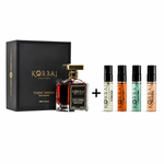 Korbaj Toxic Desire Extrait de Parfum 100ml perfume with four-piece discovery set on white background
