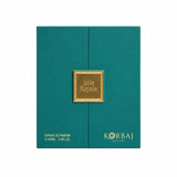 Korbaj Jade Royale 100ml unisex citrus woody perfume: front view of the closed teal presentation box on white.