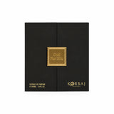 Korbaj Oud For You 100ml unisex Arabian oud perfume: front view of the black presentation box with gold lettering.