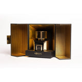 Korbaj Oud For You 100ml unisex Arabian oud perfume: angled view of the bottle inside its open gold-lined black presentation box.