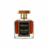 Korbaj Toxic Desire 100ml unisex gourmand woody perfume: front view of the amber bottle on a white background.
